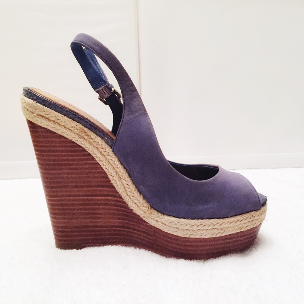 Badgley Mischka suede espadrille slingback wedges